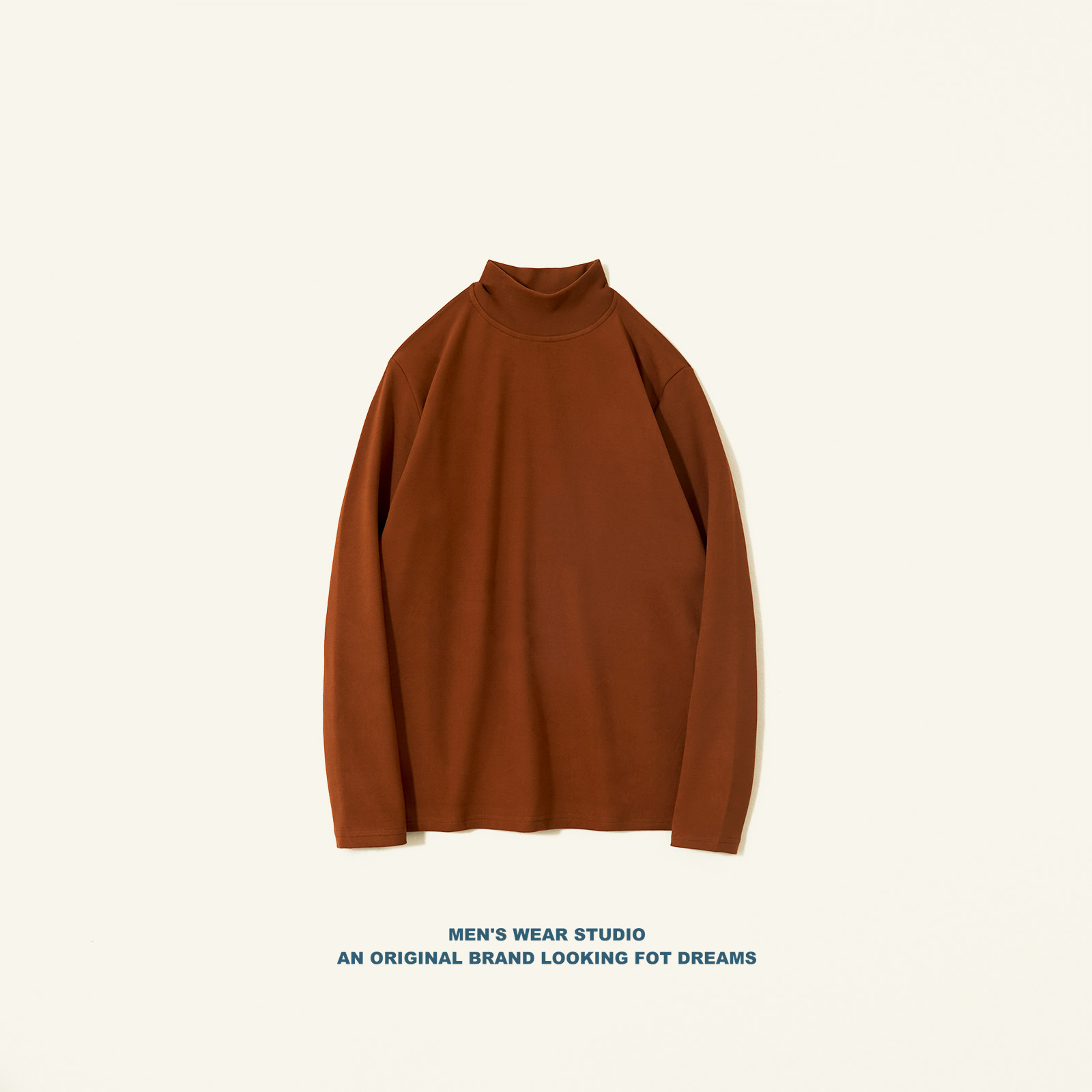 Autumn and winter semi-high collar Men's undershirt Knitted Sweatshirt Warm Inside a long sleeve T-shirt Warm-up Pure Color Dush Velvet