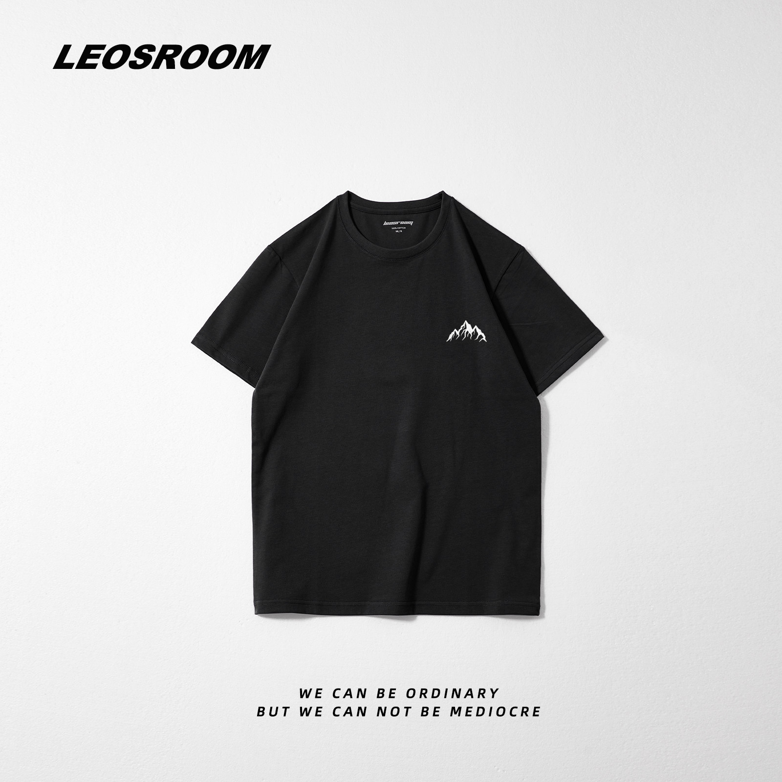 Short-sleeved T-shirt round neck summer trend simple printing solid color half bottoming shirt loose men and women couples LEOSROOM