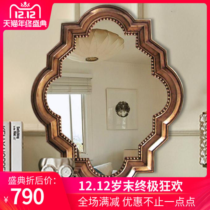 American antique decoration mirror toilet bathroom mirror European style dining side wall-mounted mirror neoclassical wall-mounted Xuanguan mirror-Taobao