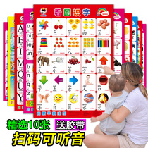 Baby early education cognitive wall chart silent 0-3-6 years old baby children look at pictures literacy hanging pictures phonetic wall stickers