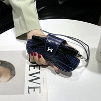 Синий ремешок, из натуральной кожи, крокодиловый принт