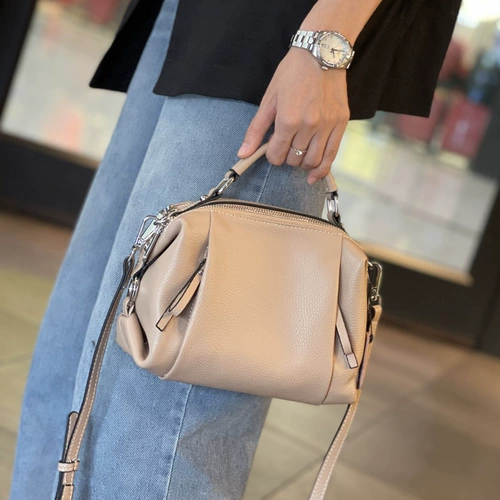 Демисезонная вместительная и большая небольшая сумка, портативная ручка, из натуральной кожи