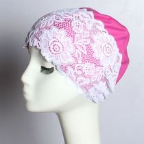 Swimming cap fairy fan lace edge PU waterproof and breathable increase non-strangle head fashion ladies long hair cute