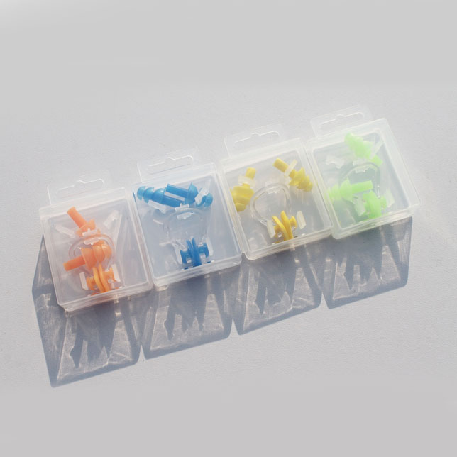 Swimming Nose Clip Earplug Box Mount Combined Multicolor Soft Mushroom Earplugs