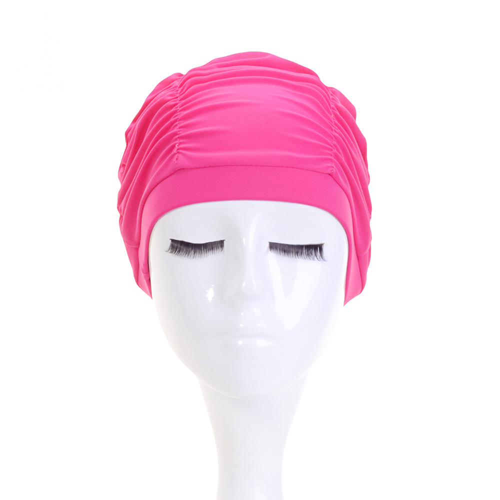Comfortable long hair swimming cap solid color swimming cap suitable for men and women does not hurt the hair does not strangle the head high elastic swimming hot spring
