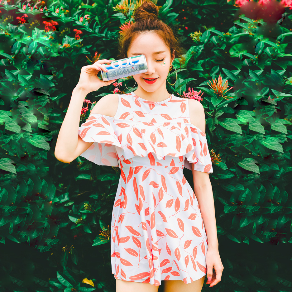 Small Freshening Swimsuit Woman 2019 New Ins Wind spa conservative student Teenage Girl Two Style Veil and Slim Cover