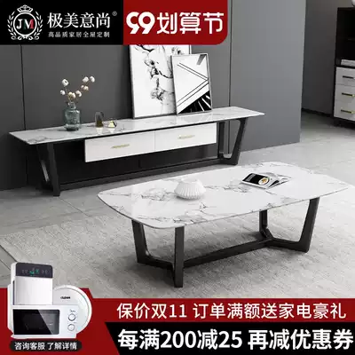 Nordic marble coffee table Italian simple small apartment living room home designer creative rock board coffee table TV cabinet