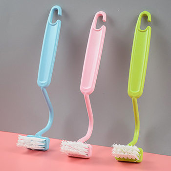 Japanese style children's toilet cleaning brush v-shaped s-shaped small toilet brush curved handle sanitary brush bathroom plastic brush