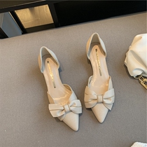 Small ckerwin Korean sweet style simple pointed head high heel elegant bow side empty side