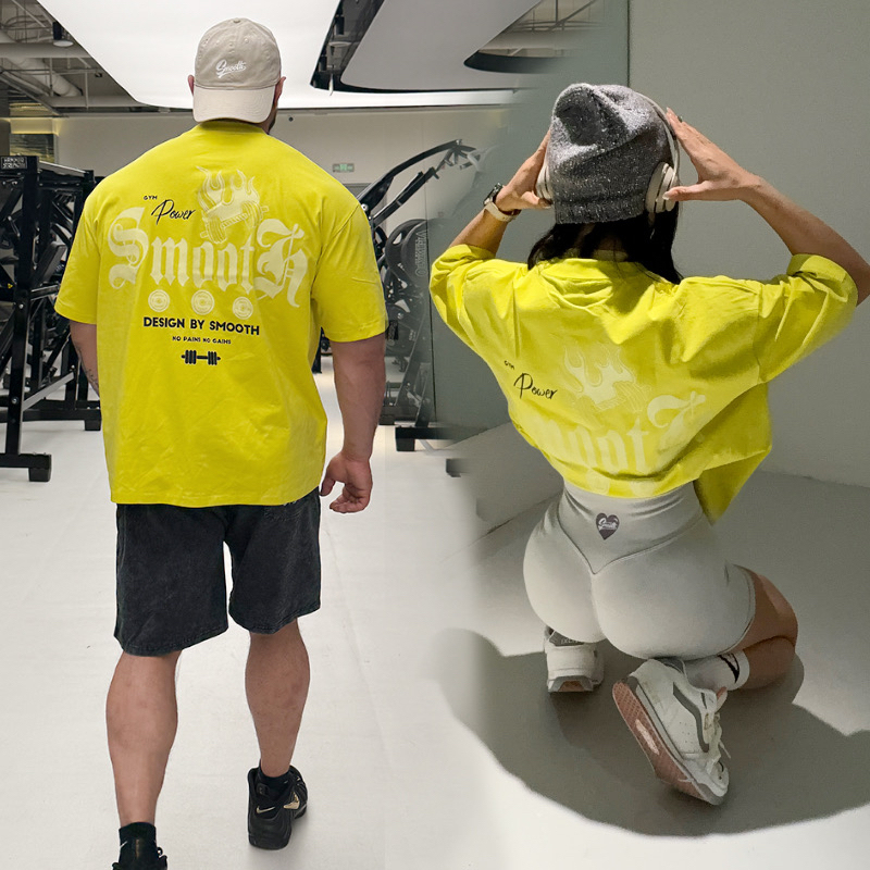 【Smooth Big T】Purely Original Fitness Sports Short-Sleeved Casual Retro Trendy Brand T-Shirt for Men and Women, Suitable for All Seasons