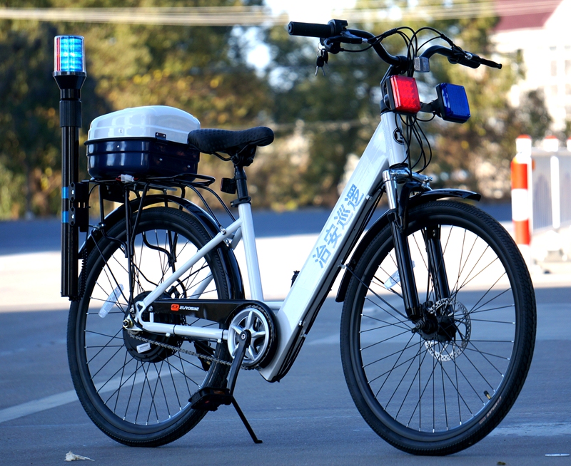 Electric Bicycle Security Patrol, Mountain Bike Grid Patrol, Security and Law Enforcement, Electric Vehicle, Property Management, Residential Community