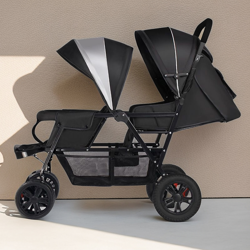 Clear Barn Handling Twins Baby Stroller Light Folding Double front and back seat cart Two-tire trolleys can sit down-Taobao