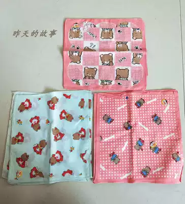 Nostalgic old stock 80-90 ' s cotton flower handkerchief handkerchief Bear