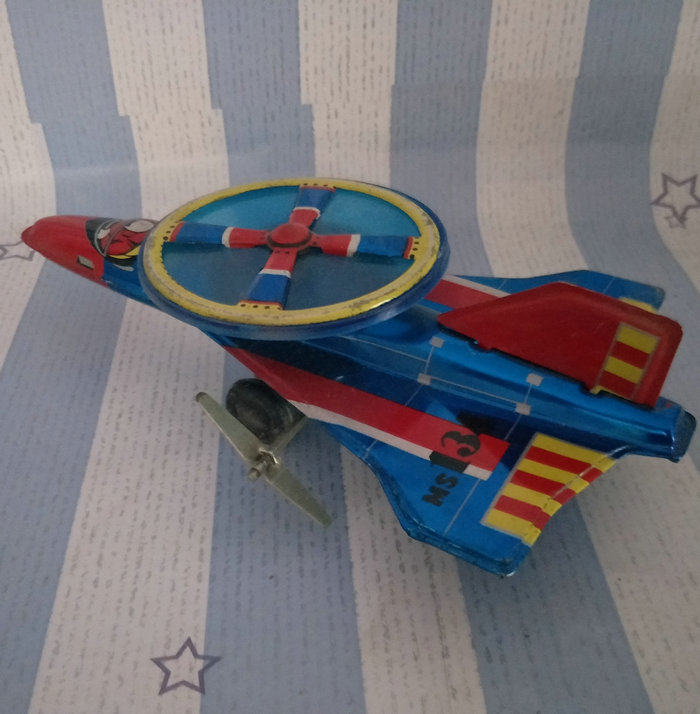 Nostalgia Old Stocks 80-90 Years Old Sheet Metal Toy Helicopter Fighter Jets