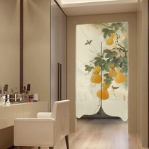 Painting warm curtain anti-mosquito door curtain fabric living room partition curtain Kitchen household cloth curtain Chinese style decoration hanging curtain gourd