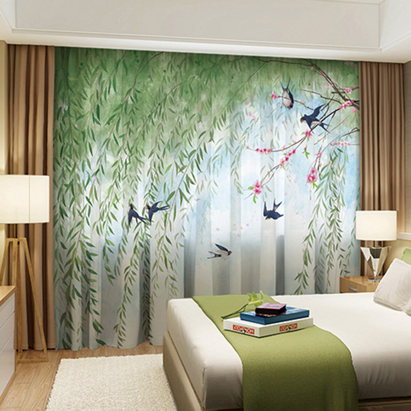Orioles Yanyan Spring Spring Bedroom Living Room Living Room Modern Light Transmission Opaque Man Curtains Decoration China Wind Yarn Curtain White Yarn White Yarn White Yarn White Yarn White Yarn