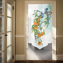 Painting custom fabric door curtain Soft curtain hanging curtain partition translucent Chinese style entrance Feng shui curtain