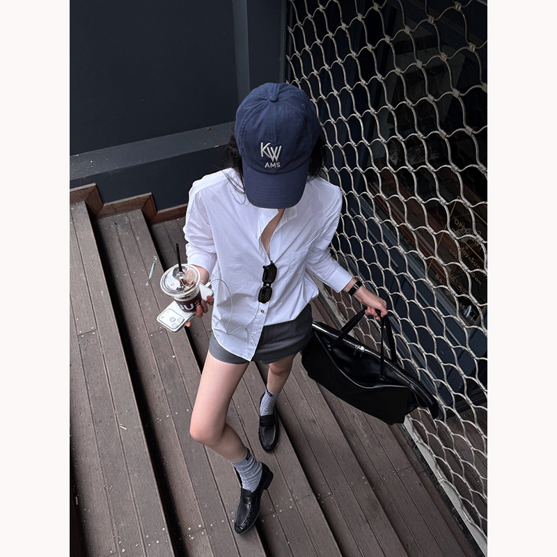 Oopslulu Casual Style White Pure Cotton Long-Sleeved Shirt for Women, Loose Wide-Sleeved French Niche Slimming Top Oopslulu Casual Style White Pure Cotton Long-Sleeved Shirt for Women, Loose Wide-Sleeved French Niche Slimming Top
