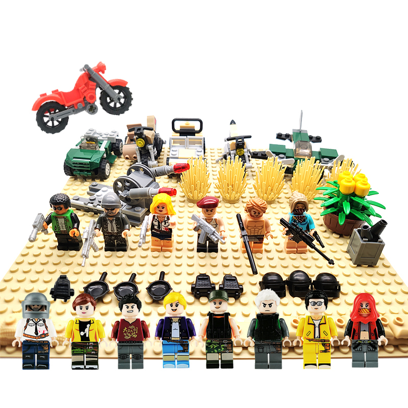 Domestic Building Blocks for Assembling Pubg (Playerunknown's Battlegrounds) Figures, Battlefield Vehicles, Airplanes, and Jeeps