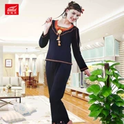 Đồ ngủ nữ mùa xuân và mùa thu dài tay thường mặc cotton dài tay trung niên cộng với size Fu Ni đến nhà phục vụ đồ ngủ