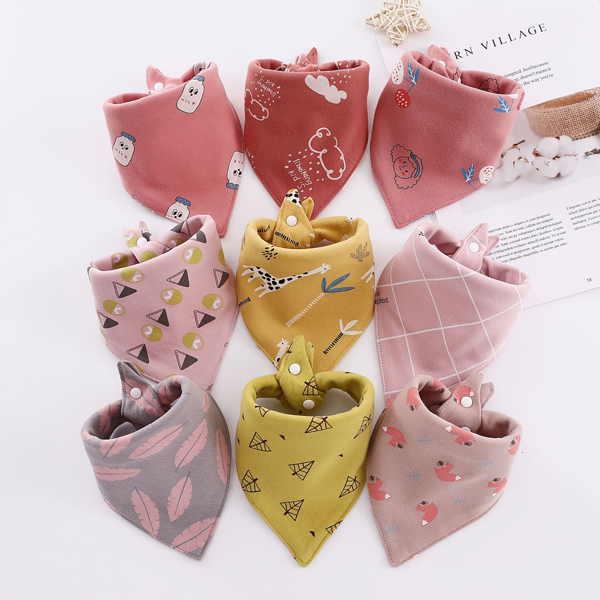 Pure cotton baby saliva towel male and female with enlarged horn surrounding mouth scarf anti-spitting milk surrounding pocket baby triangular towel autumn winter-Taobao