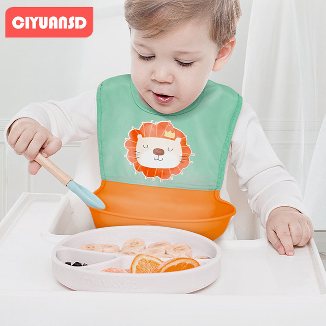 Baby waterproof bib baby eating bib feeding children children non-staple food eating bib portable silicone ultra-soft drooling pocket