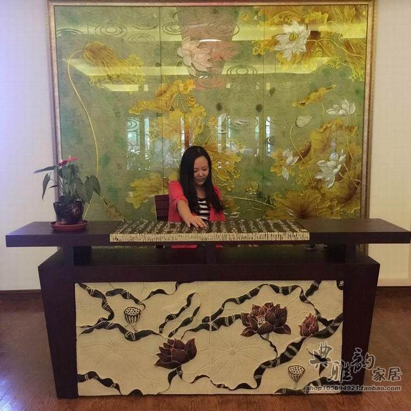 Customize the new Chinese tea Zhuangzi Guest House Hotel Clubhouse Shop Front Desk reception desk Greeting Bentdesk Consulting Conference Desk
