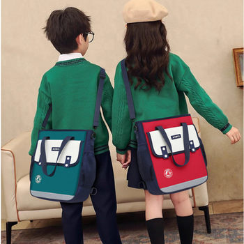 Primary School Student Document Bag, British Style Contrasting Color Children's Information Bag, Junior High School Student Handbag, Large Capacity, Can Be Used as a Shoulder Bag