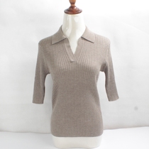 2021 autumn and winter new Ordos city fine spinning pure cashmere turning lady cashmere half sleeve pure cashmere sweater