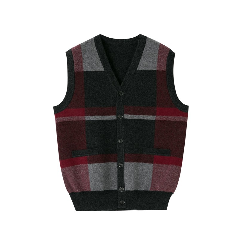 Fu Xianglin's production of the male vest pure cashmere thickened cardio-vests from V collar tricolor series in Ordos city