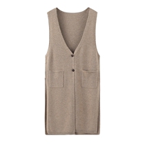 Odos City V Collar Cashmere Woman long waistcoat 100 pure mountain cashmere warm long cardiff with pocket warm vest