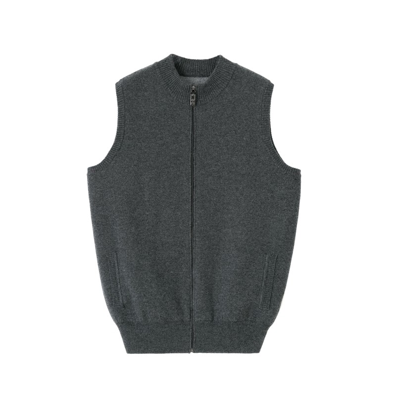 Fu Xianglin's production from Ordos city semi-high necklace with thickened male vest pure Kashmiri wool loose cardio-shoulda