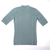 Produced from Ordos 100% cashmere worsted semi-high collar draw womens short sleeve Joker pullover in autumn and winter New