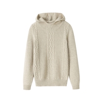 Fu Xianglin 8-pin thickened Lianhood Ladies cashmere cardiff 100% Mountain cashmere with cap Twist Sleeves Hooded Sweatshirt Hooded Sweater