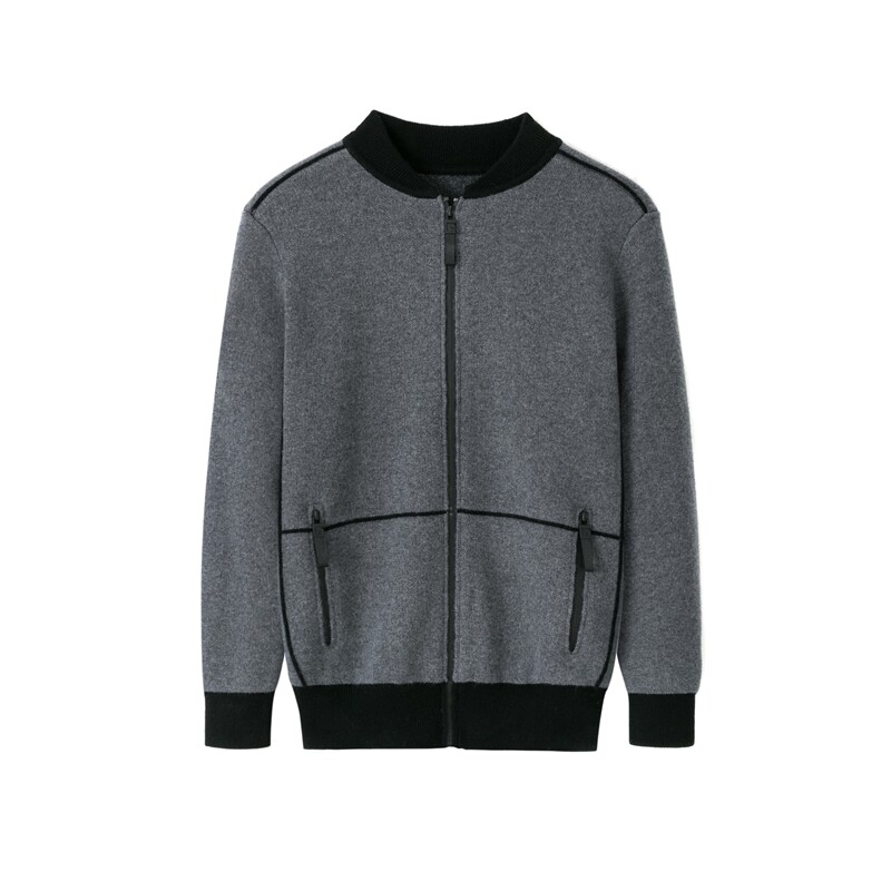 Fu Xianglin's production from Ordos city 100% Mountain cashmere semi-high collar dark pull chain thickened male cardiff pure cashmere