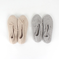 Autumn Winter New 100% Mountain Cashmere Lady Cashmere Shoes Home Casual Shoes Pure Color Minimalist Warm Shoes Flat-bottomed Slippers