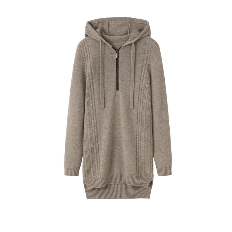 Fu Xianglin's production from the city 7 Ordos 7 needles with a long version of the female cashmere blouse pure Kashmiri wool dress