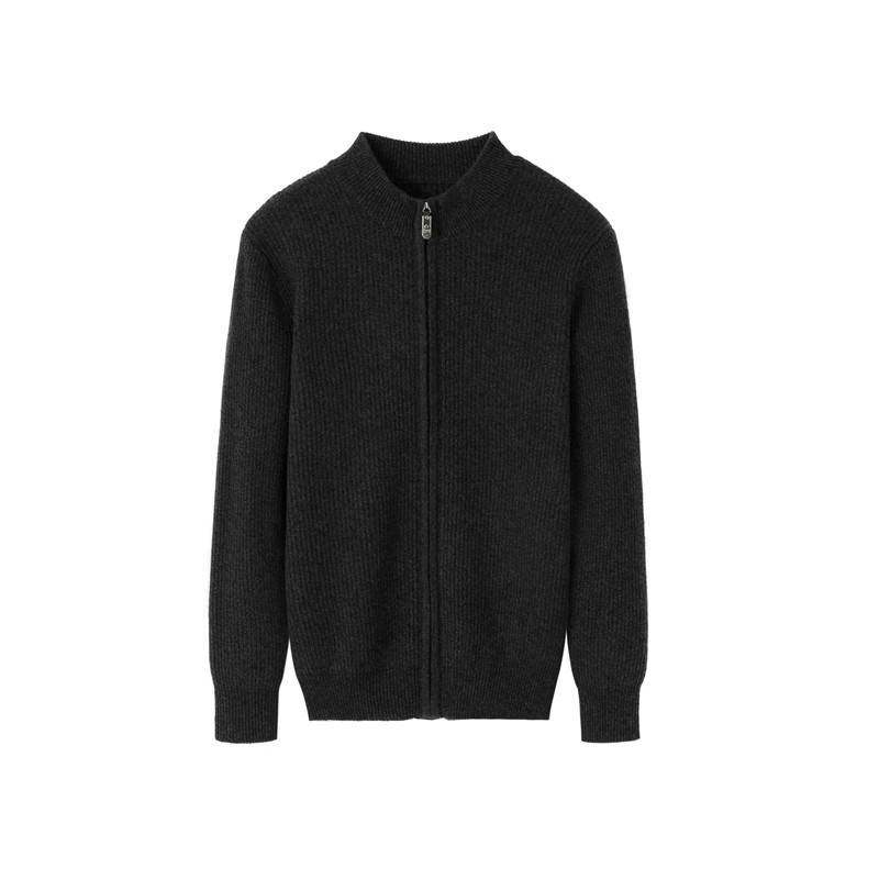 Fuxianglin from Ordos City 100% cashmere half turtleneck double ingot needle men's cardigan pure cashmere