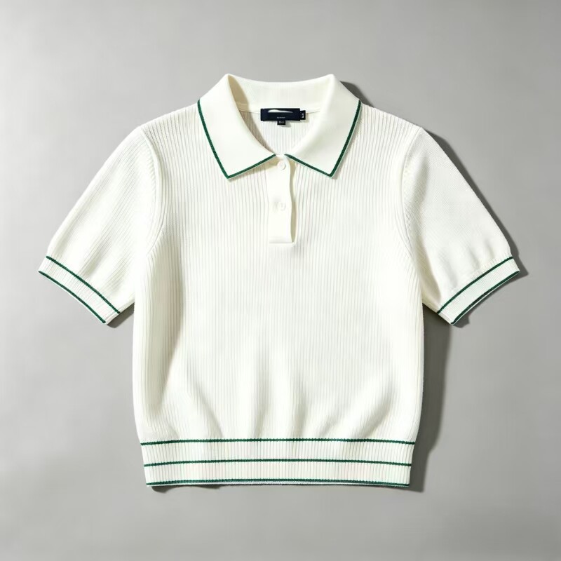 Women   Preppy   Knit   Polo   Women's money Academic atmosphere knitting Polo shirt 515412E