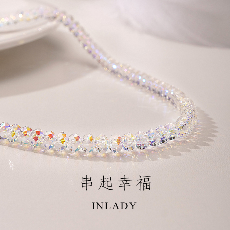 Austrian Crystal Necklace Mama Mother Clock Chain Small Neck Chain Simple Card Link Atmospheric Accessories Customized Engraving Gift