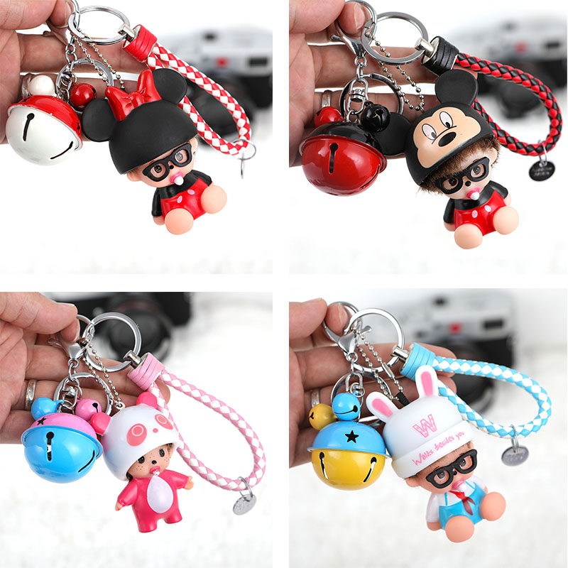 Cute ins car doll creative key chain ring key chain male and female net red school bag pendant cheap pendant