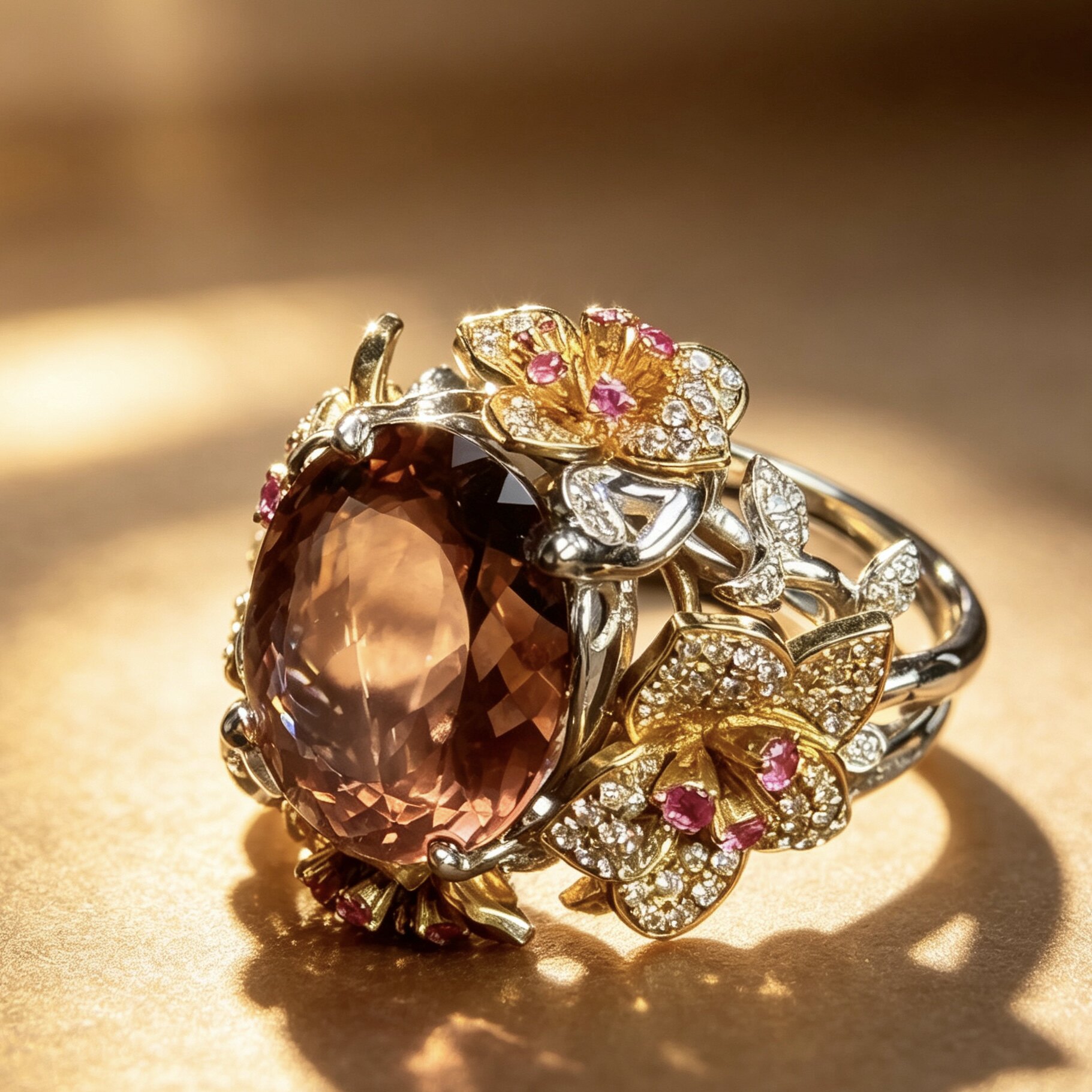 Qinxin Yaji Natural Tourmaline Ring 18k Gold Exquisite Design Colorful Jewelry Ring