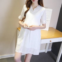 Summer New products Short sleeves V collar pregnant women dress laces big code Lions dress Dress Chaodle Tidal Surrogates Full Cotton Dresses
