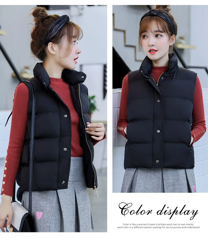 Vest nữ mùa đông ngắn cotton vest 2018 thu đông mới xuống áo vest cotton mỏng giảm béo áo khoác