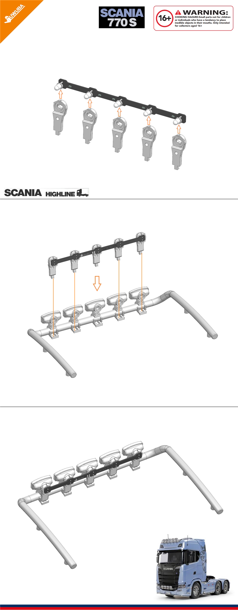 Rc Truck 1/14 für Scania 770S 6×4 56368 Dachscheinwerfer PCB für Tamiya DIY Geschenke für Jungen – Detail 2
