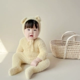 Брендовый детский осенний милый бархатный пуховик, реквизит для фотографии, плюшевый, с медвежатами, детская одежда