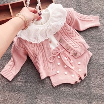 Baby clothes Autumn and winter suit Spring and autumn foreign style baby girl baby knitted jacket Hayi Princess out climbing suit