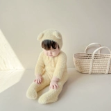 Брендовый детский осенний милый бархатный пуховик, реквизит для фотографии, плюшевый, с медвежатами, детская одежда