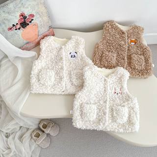 La guola's new girls' lamb velvet warm vest for autumn and winter infants and toddlers baby wool vest warm artifact