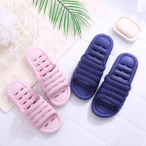 Striped slippers summer new hollow slippers womens indoor non-slip soft bottom home bathroom bath couple home cool
